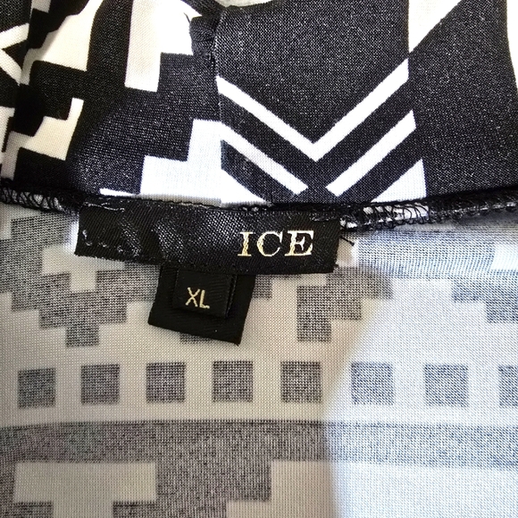 2/$30 ICE Black & White Aztec Print Liquid Knit Womens‎ Dress Size XL Long Maxi - Picture 8 of 11